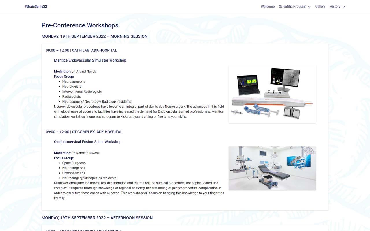 Brain & Spine conference 2022 website — screenshot 3 of 3