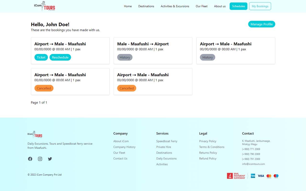 iCom Tours website and portal — screenshot 4 of 5
